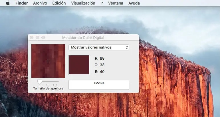 Medidor de color Digital en Mac decimal