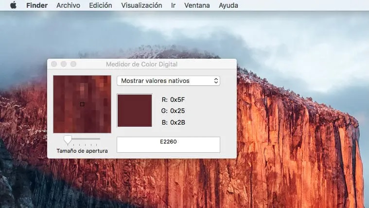Medidor de color Digital en Mac hexadecimal