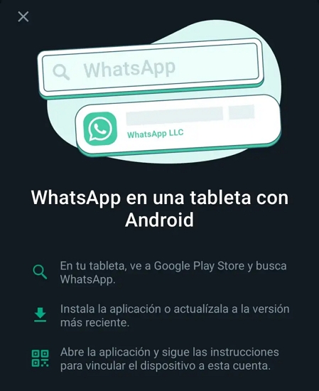 WhatsApp en tablet