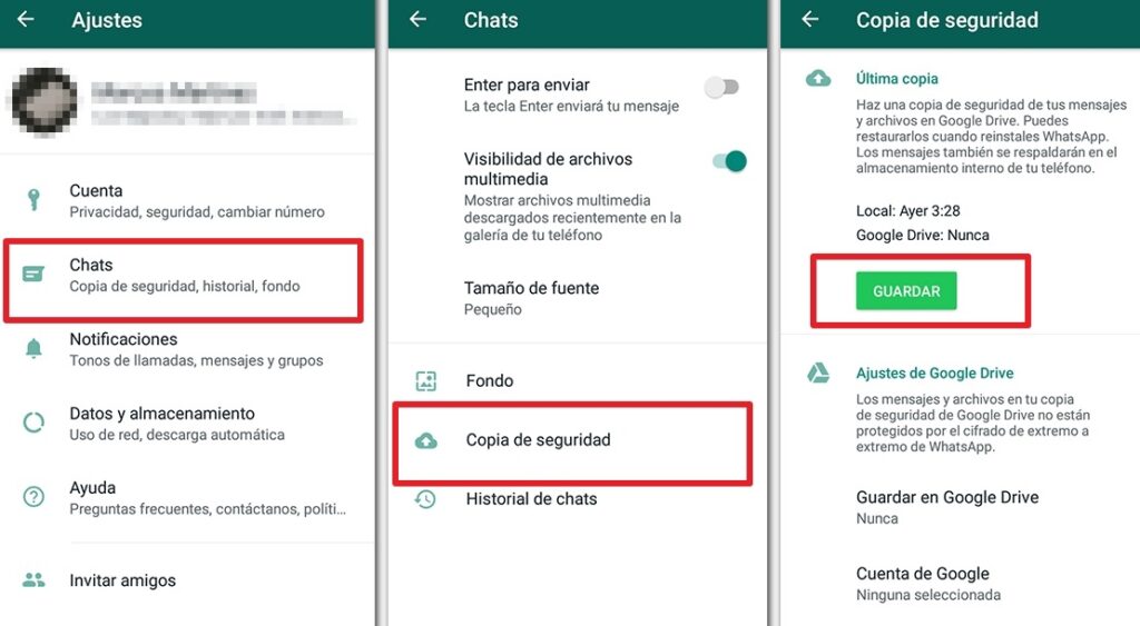 Copia de seguridad en Android con WhatsApp