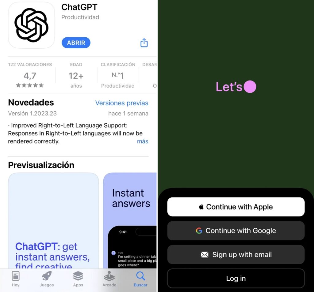 App de ChatGPT en iOS